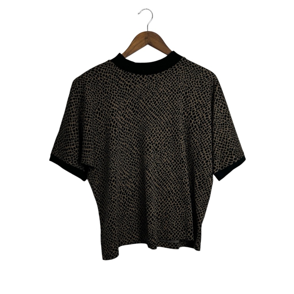 Barbara Gerwit‎ Black and Tan Patterned Short Sleeve Shirt Vintage